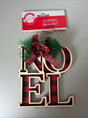 Christmas Tree Noel Ornament Black & Red Buffalo Check 5"X4" Christmas House